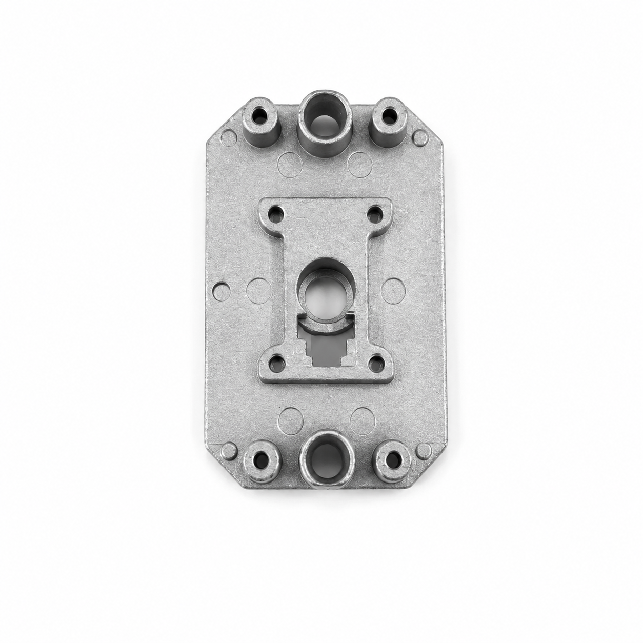 Precision zinc die cast medical equipment mounting plate manufactured by SNAA Products for healthcare devices, diagnostic equipment, and medical instrument assemblies.