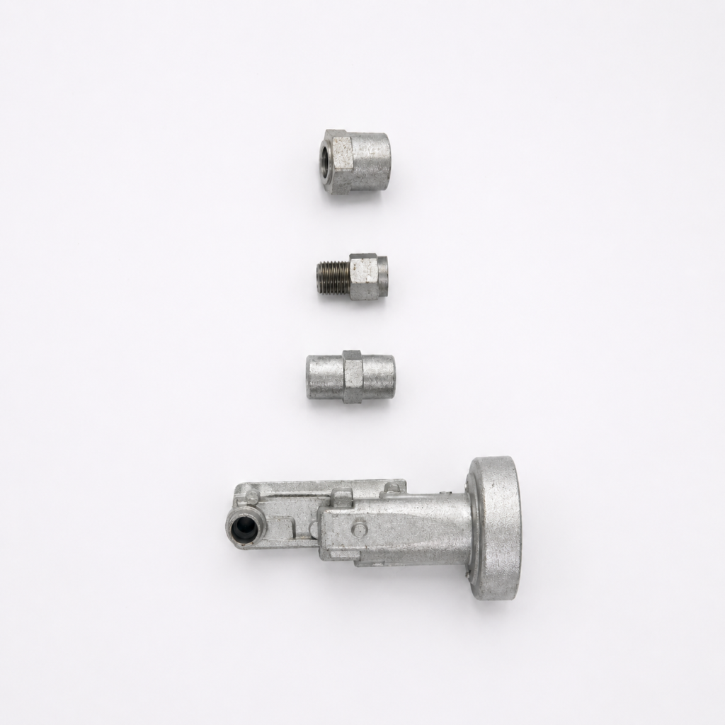 Precision zinc die cast antenna and connector components manufactured by SNAA Products for telecommunication equipment, antenna systems, and communication infrastructure.
