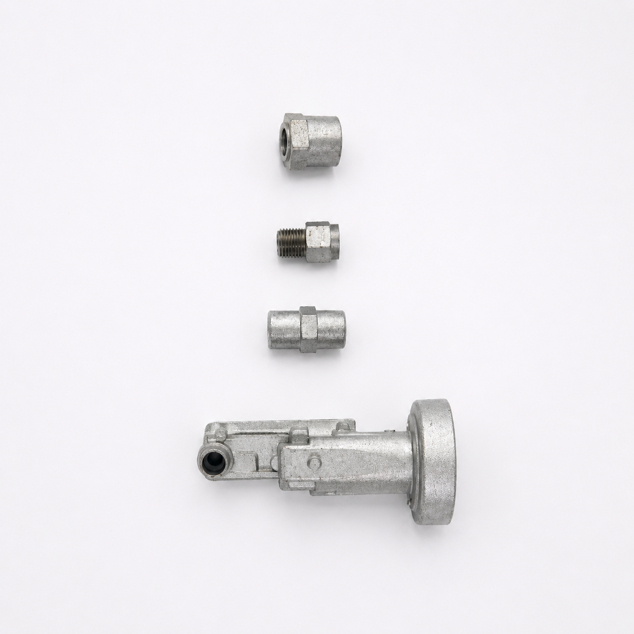 Precision zinc die cast antenna and connector components manufactured by SNAA Products for telecommunication equipment, antenna systems, and communication infrastructure.